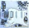 STRATOCASTER GUITAR HSS METAL AND WHITE PLASTIC FULL PARTS KIT
